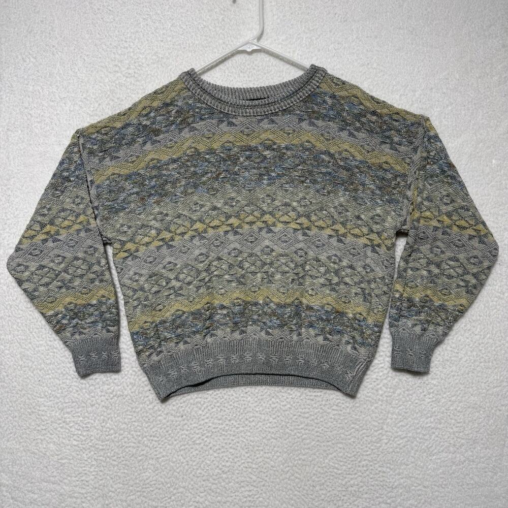 Vintage CONTE DI MILANO Men's M Textured Grandpa Crewneck Sweater Y2k Geometric